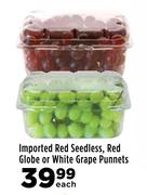 Imported Red Seedless, Red Globe Or White Grape Punnets-Each