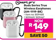 Amplify Buds Series True Wireless Earphones AM-1119-BK-Each