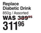 Replace Diabetic Drink Assorted-850g