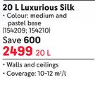 Dulux Luxurious Silk (Medium And Pastel Base)-20Ltr