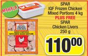 Spar IQF Frozen Chicken Mixed Portions 4kg + Spar Chicken Livers 250g