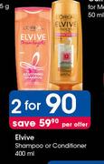 Elvive Shampoo Or Conditioner-2 x 400ml