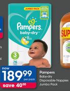 Pampers Baby Dry Disposable Nappies Jumbo Packs-Per Pack