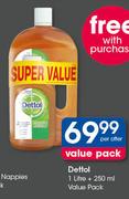 Dettol 1Litre + 250ml Value Pack-Per Offer