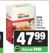 Spar Rusks Assorted-450g/500g Each
