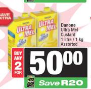 Danone Ultra Mel Custard Assorted-For 2 x 1Ltr/1kg