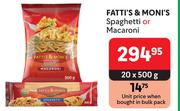 Fatti's & Moni's Spaghetti Or Macaroni-20 x 500g