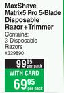 Max Shave Matrix 5 Pro 5 Blade Disposable Razor + Trimmer-Per Pack