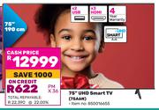 Hisense 75"(190cm) UHD Smart TV 75A6N 