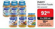 Purity 3rd Infant Foods (All Varints)-6 x 200ml