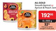 All Gold Smooth Apricot Or Apricot & Peach Jam-6 x 900g