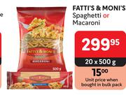 Fatti's & Moni's Spaghetti Or Macaroni-20 x 500g