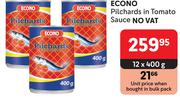 Econo Pilchards In Tomato Sauce-12 x 400g