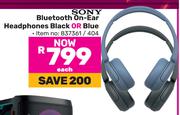 Sony Bluetooth On Ear Headphones Black Or Blue-Each