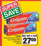 Colgate Cavity Protection, Herbal, Gel Or Herbal White Toothpaste-For Any 2 x 100ml