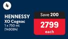 Hennessy XO Cognac-750ml Each