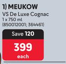 Meukow VS De Luxe Cognac-750ml Each