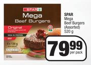 Spar Mega Beef Burgers Assorted-520g Per Pack