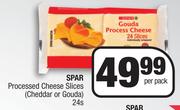 Spar Processed Cheese Slices (Cheddar Or Gouda)-24's Slices Per Pack 