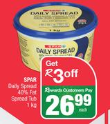 Spar Daily Spread 40% Fat Spread Tub-1kg Each