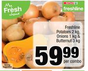 Freshline Potatoes 2kg, Onions 1kg And Butternut 3kg-Per Combo