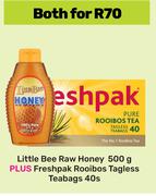 Little Bee Raw Honey 500g Plus Freshpak Rooibos Tagless Teabags 40s-Both For