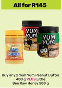 2 x Yum Yum Peanut Butter 400g Plus Little Bee Raw Honey 500g-All For