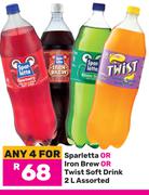 Sparletta Or Iron Brew Or Twist Soft Drink Assorted-For 4 x 2L