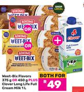 Bokomo Weet Bix Flavors 375g Or 450g Plus Clover Long Life Full Cream Milk 1L-Both For