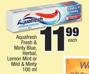 Aquafresh Fresh & Minty Blue, Herbal, Lemon Mint Or Mild & Minty-100ml Each