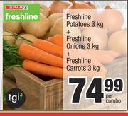 Spar Freshline Potatoes 3Kg + Spar Freshline Onions 3Kg + Spar Freshline Carrots 3Kg-Per Combo