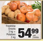 Freshline Onions 3Kg + Potatoes 3Kg-Per Combo