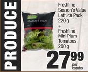 Freshline Season's Value Lettuce Pack 220g + Freshline Mini Plum Tomatoes 200g-Per Combo