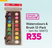 Simple Choice Water colours & Brush (12 Pack)