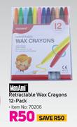Monami Retractable Wax Crayons (12 Pack)