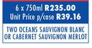 Two Oceans Sauvignon Blanc Or Cabernet Sauvignon Merlot-6 x 750ml