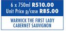 Warwick The First Lady Caberrnet Sauvignon-6 x 750ml