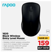 Rapoo 1620 Black Wireless Entry Level Mouse