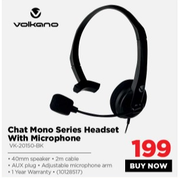 Volkano Chat Mono Series Headset With Microphone VK-20150-BK