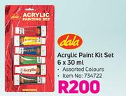 Dala Acrylic Paint Kit Set Assorted Colours-6 x 30ml 