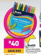 Bostik Twisters Retractable Wax Crayons 12 Pack