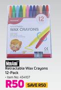 Monami Retractable Wax Crayons 12 Pack