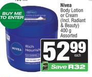 Nivea Body Lotions Or Creams Assorted-400ml Each