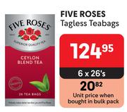 Five Roses Tagless Teabags- 6 x 26's Pack