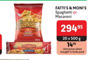 Fatti's & moni's Spaghetti Or Macaroni-20 x 500g