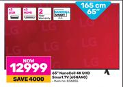 LG 65" (165cm) NANO Cell 4K UHD Smart TV 65NANO