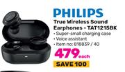 Philips True Wireless Sound Earphones TAT1215BK