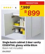 Essential 60cm Glossy White Single Basin Cabinet 2 Door Vanity 