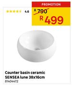 Sensea Lune Counter Basin Ceramic 38 x 16cm