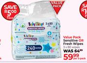 Baby Things Value Pack Sensitive Or Fresh Wipes 3 x 80 Wipes-Per Pack